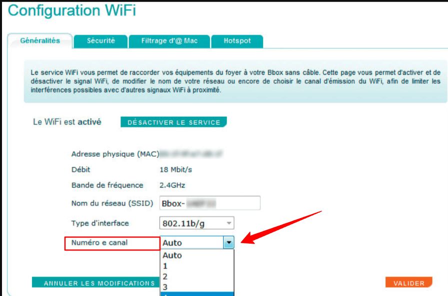 Comment changer canal Wifi bbox